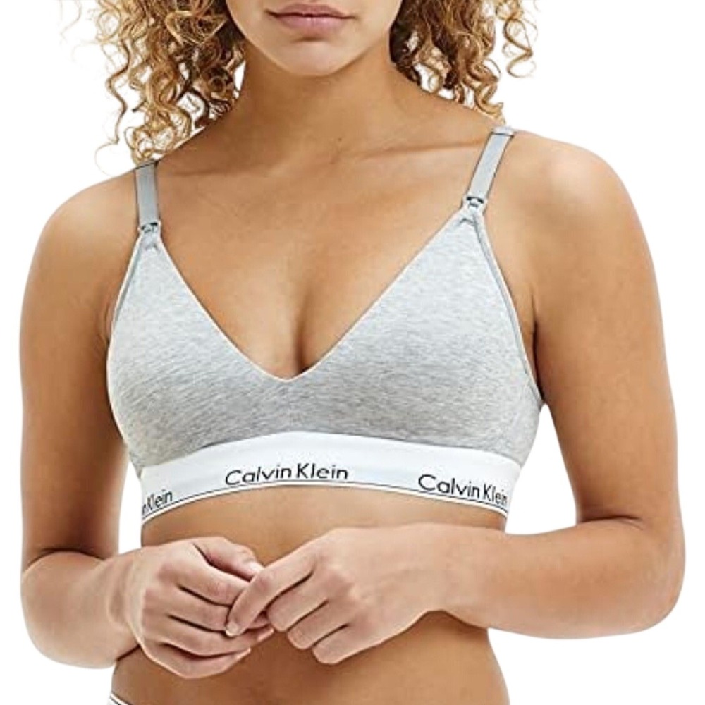 Calvin Klein Modern Cotton Lightly Lined Triangle Bralette Grey QF5650-020 XS